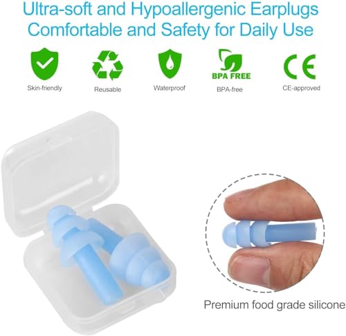 Reusable Silicone Earplugs, 5 Pairs