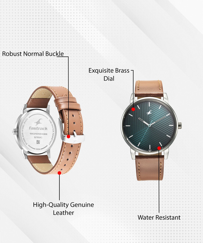Fastrack Stunners Green Dial Brown Leather Strap Analog Watch - - Image 5