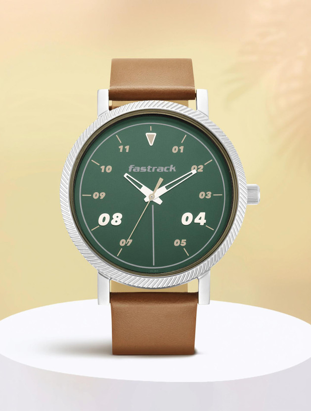 Fastrack Stunners Green Dial Brown Leather Strap Analog Watch - - Image 7