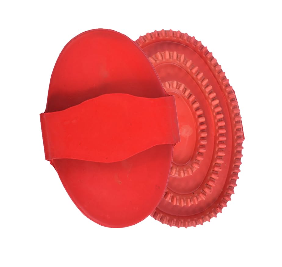 Horse And Bufellow Rubber Grooming Curry Comb (Red) Color