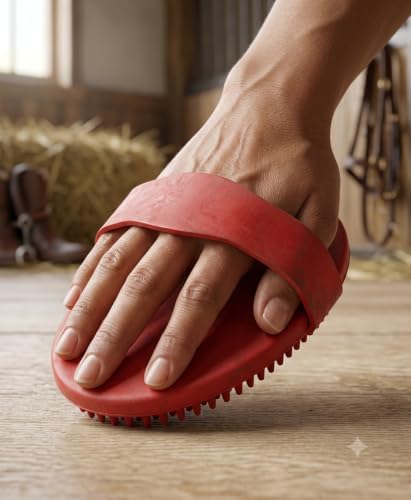 Horse And Bufellow Rubber Grooming Curry Comb (Red) Color - Image 3