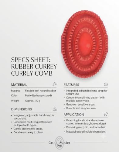 Horse And Bufellow Rubber Grooming Curry Comb (Red) Color - Image 4