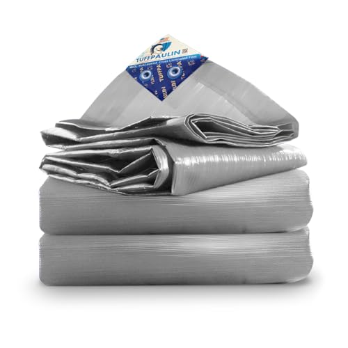 TUFFPAULIN 6 x 6 Ft 120 GSM Silver Waterproof Tirpal UV Resistant