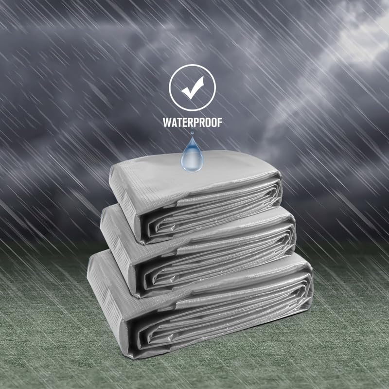 TUFFPAULIN 6 x 6 Ft 120 GSM Silver Waterproof Tirpal UV Resistant - Image 6