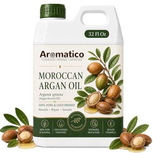 AROMATICO Moroccan Argan Oil for Hair for Hair & Body | Professional Grade Refill Pack - 1000ml (1L Bulk)