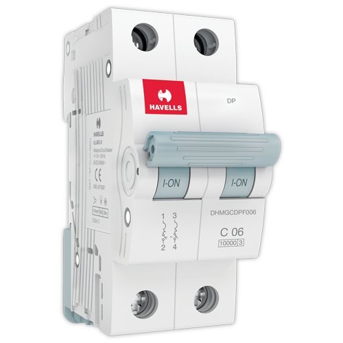 Havells DHMGCDPF006 PVC Plastic 6A MCB DP C Curve (White) - Image 2