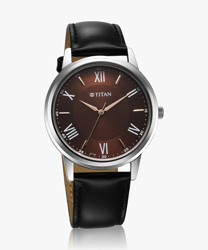 Titan Karishma Brown Dial Black Leather Strap Analog Watch - For - Image 4