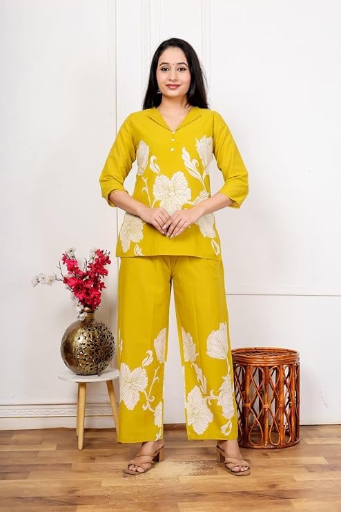 Women's Mustard Yellow Floral Print