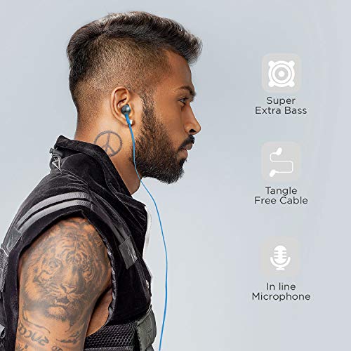boAt Bassheads 225 Wired in Ear Earphone with Mic (Blue) - Image 3