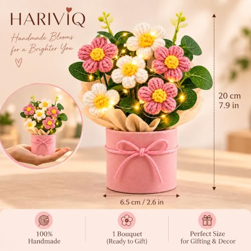 Knitted Yarn Flower Pot with Light - Image 2