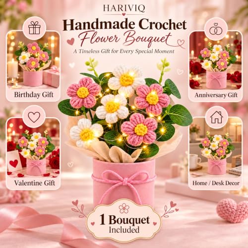Knitted Yarn Flower Pot with Light - Image 4