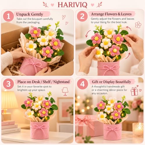 Knitted Yarn Flower Pot with Light - Image 7