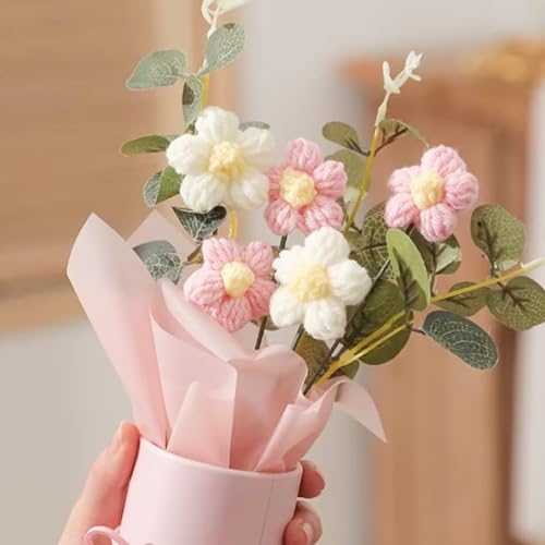 Knitted Yarn Artificial Botanical Flower Pot Table Decor Arrangement - Image 6