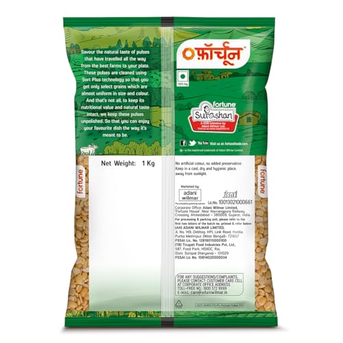 Fortune Arhar Dal (Toor Dal), 1 kg, Unpolished and Sortex cleaned - Image 2
