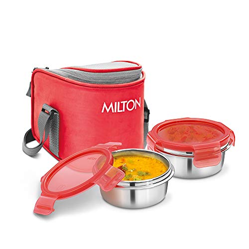 MILTON Cube 2 Lunch Box, 300 ml, Set of 2, Red
