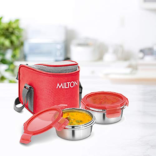 MILTON Cube 2 Lunch Box, 300 ml, Set of 2, Red - Image 5