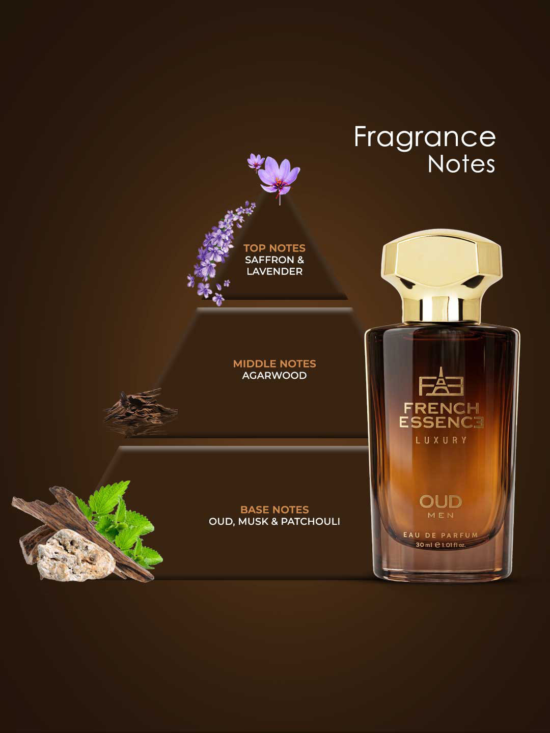 FRENCH ESSENCE Men Oud Long Lasting Luxury Eau De Parfum - 30 ml - Image 3