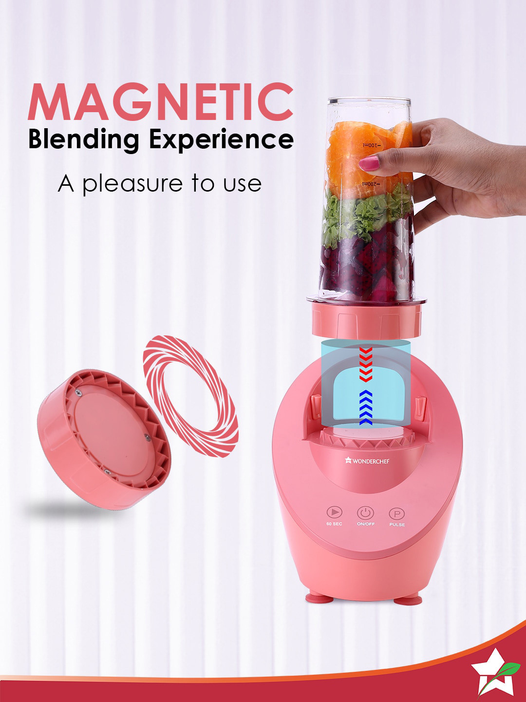 Wonderchef Magneto Blender, Smoothie & Juice Maker, 2 Jars, 200W - Image 2