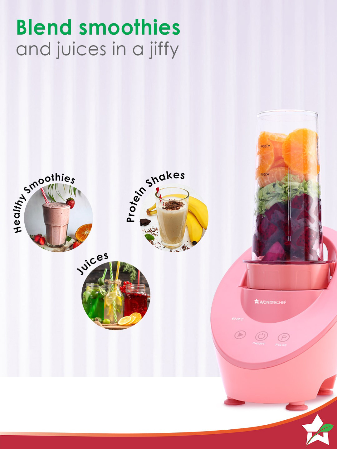 Wonderchef Magneto Blender, Smoothie & Juice Maker, 2 Jars, 200W - Image 3