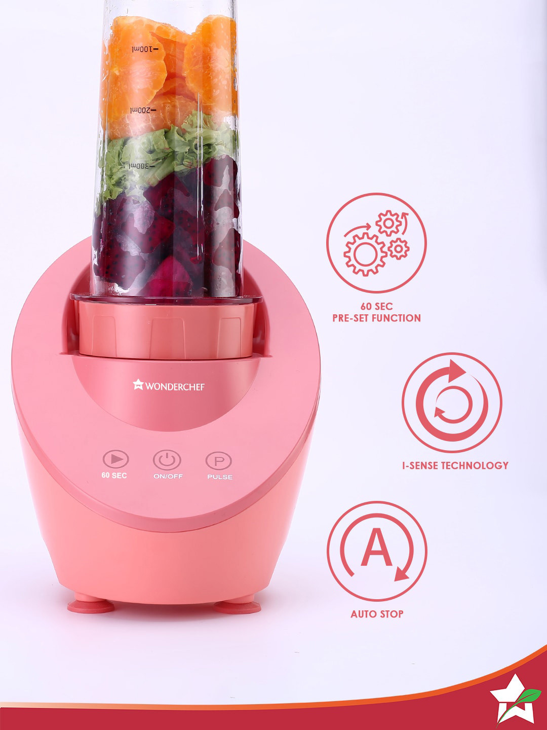 Wonderchef Magneto Blender, Smoothie & Juice Maker, 2 Jars, 200W - Image 5