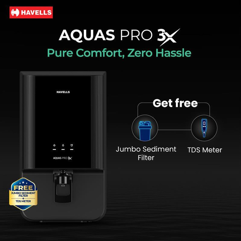 HAVELLS Aquas Pro 3X 7 L RO + UV Water Purifier (Black) - Image 3