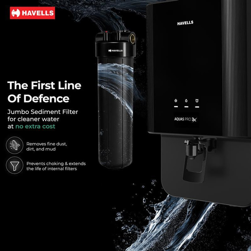 HAVELLS Aquas Pro 3X 7 L RO + UV Water Purifier (Black) - Image 4