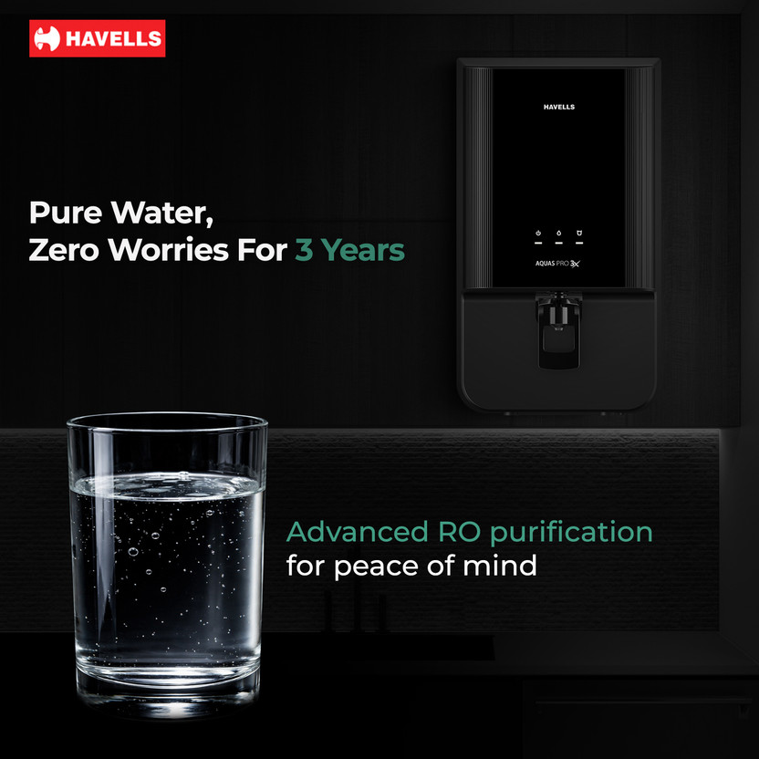 HAVELLS Aquas Pro 3X 7 L RO + UV Water Purifier (Black) - Image 5
