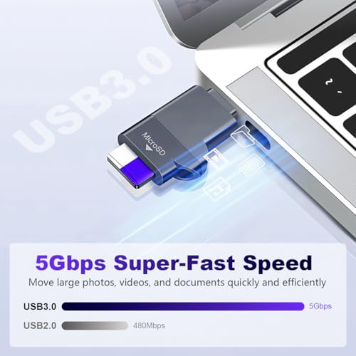 Verilux® USB-C MicroSD Card Reader with USB 3.0 & 5Gbps High-Speed - Image 5