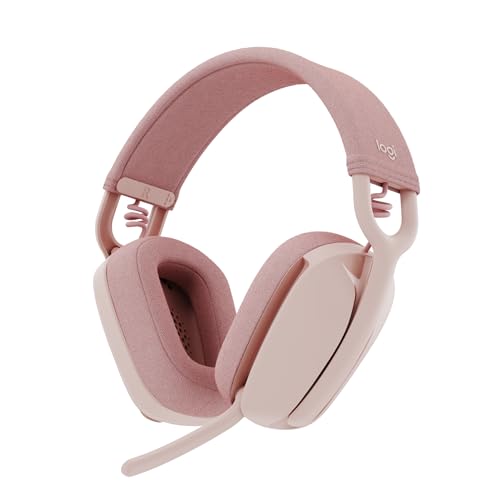 Logitech Zone Vibe 100 Lightweight Wireless Over-Ear Headphones with Noise-Cancelling Microphone, Advanced Multipoint Bluetooth Headset, Works with Teams, Google Meet, Zoom, Mac/PC - Rose