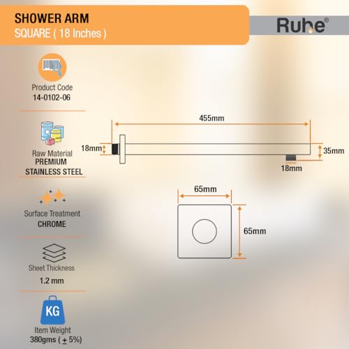 Ruhe® Square Shower Arm| Premium