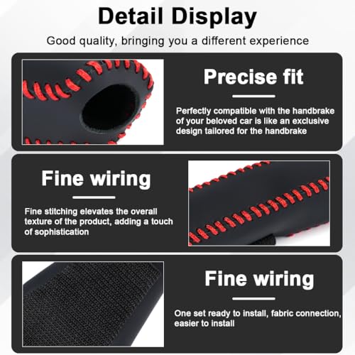 STHIRA Car Handbrake Cover, PU Leather Anti-Slip Universal Fit - Image 4