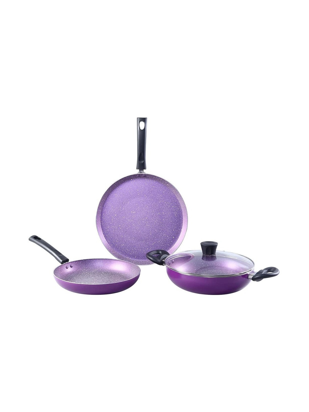 Wonderchef Tivoli Set Of 4 Pcs Purple Non-Stick Coated Aluminium Cookware Set