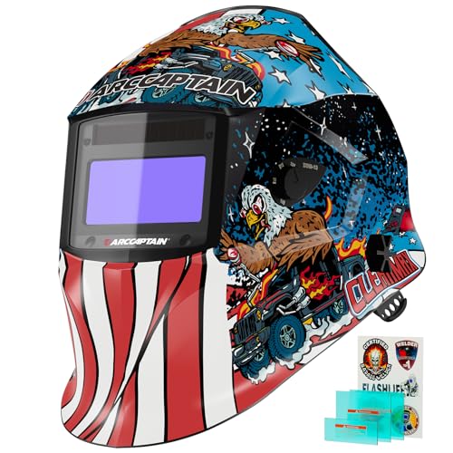 ARCCAPTAIN Welding Helmet Auto Darkening, 1/25000s Response, Shade 4/9-13