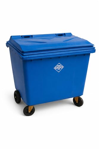 Otto Big Plastic Wheeled Dustbin with Lid 660 Litre Blue - Image 2