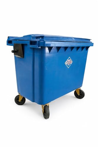 Otto Big Plastic Wheeled Dustbin with Lid 660 Litre Blue - Image 5
