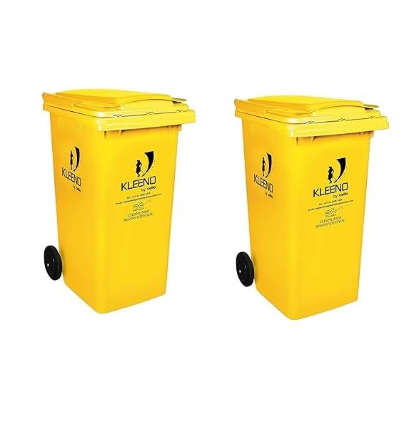 Cello Manual-Lift Garbage Waste Dustbin with Wheel 240 LTR YELLOW/YELLOW (COMBO)