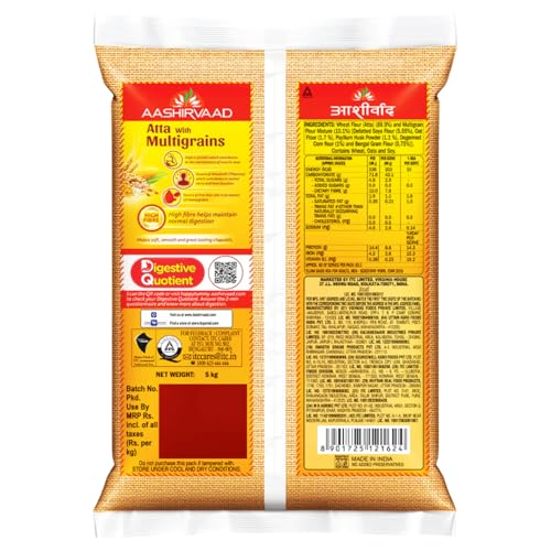 Aashirvaad Atta with Multigrains, 5kg pack, The High Fibre Atta - Image 4