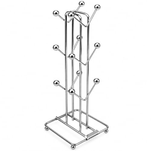 Bromine Chrome Metal Mug Tree Stand with 12 Hooks, 37 cm - Image 3