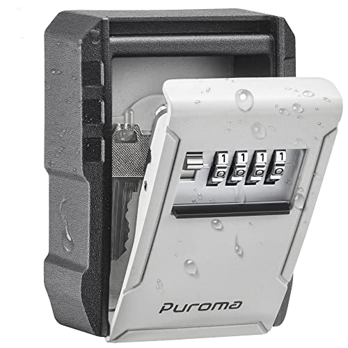 Puroma Key Lock Box Large Digit Code Outdoor Security Wall Mounted Lockbox