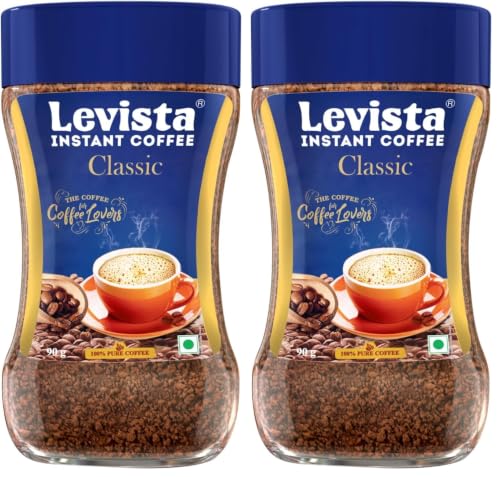 Levista Classic Pure Instant Coffee 100/90 GM JAR (Pack of 2)