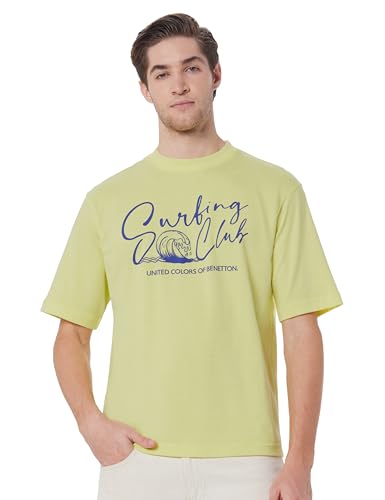 United Colors of Benetton Men's Letter Print Oversized Fit T-Shirt