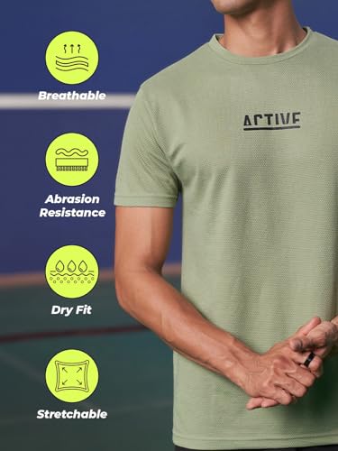FitMonkey Sports Crew Neck Stretchable