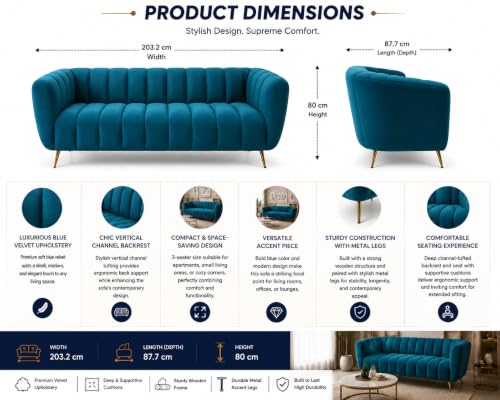 Velvet 3-Seater Kiki Sofa