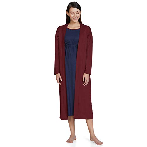Amante Women's Cotton Blend Full Sleeves Sleep Robe
