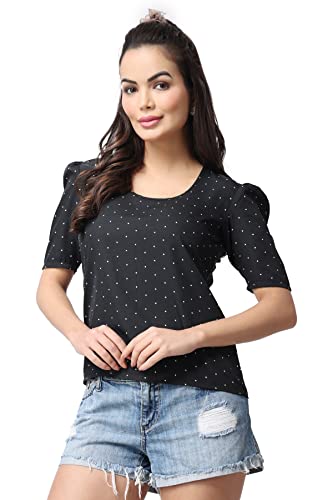 POPWINGS Casual Printed Puff Sleeves