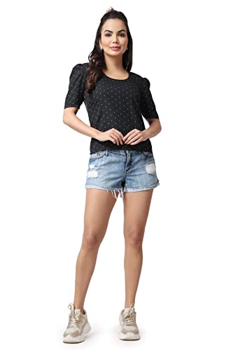 POPWINGS Casual Printed Puff Sleeves