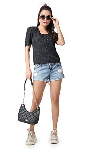 POPWINGS Casual Printed Puff Sleeves