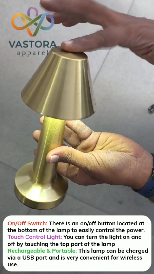 Table Lamp Cordless Touch Control Gold Iron LED Night Light Pack of 1 - Image 2