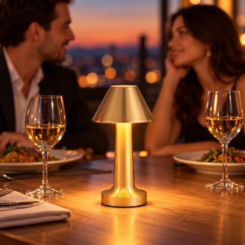 Table Lamp Cordless Touch Control Gold Iron LED Night Light Pack of 1 - Image 3