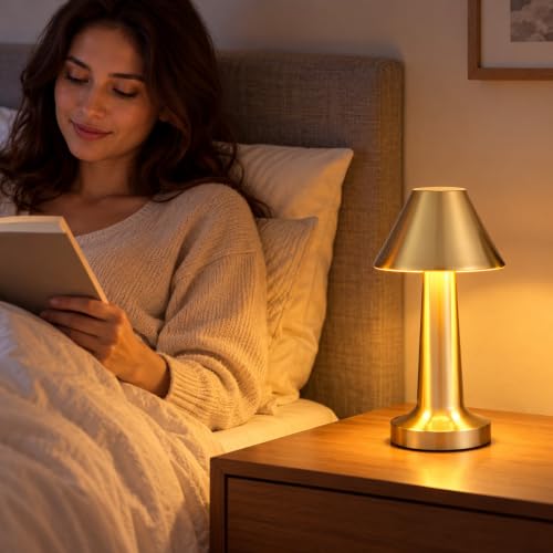 Table Lamp Cordless Touch Control Gold Iron LED Night Light Pack of 1 - Image 4